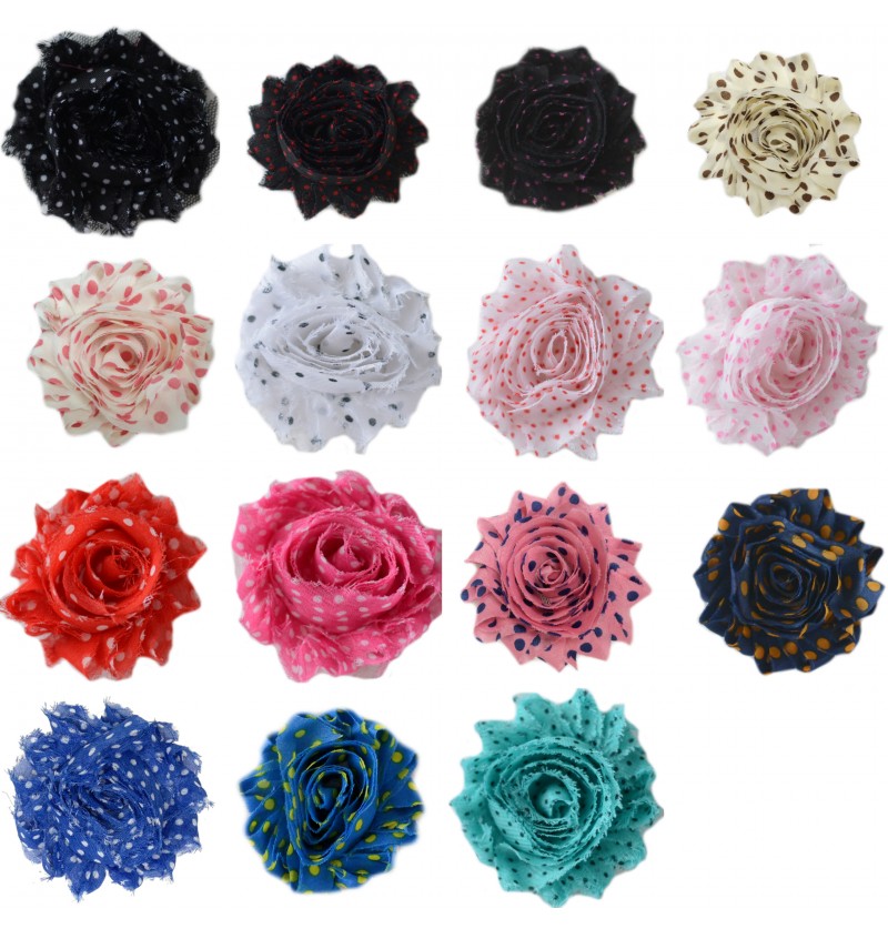 2.5" Polka Dot Shabby Flowers